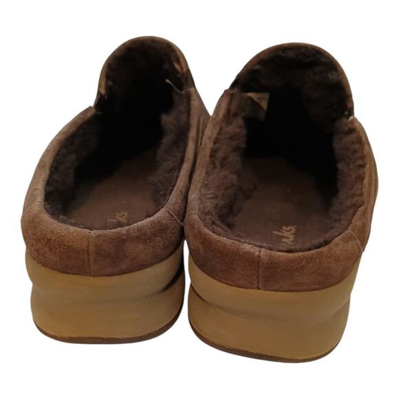 Clarks Jackaroo Brown Suede Shearling Fur Lined Rubber Sole Mules Womens Size 10 - Picture 5 of 12